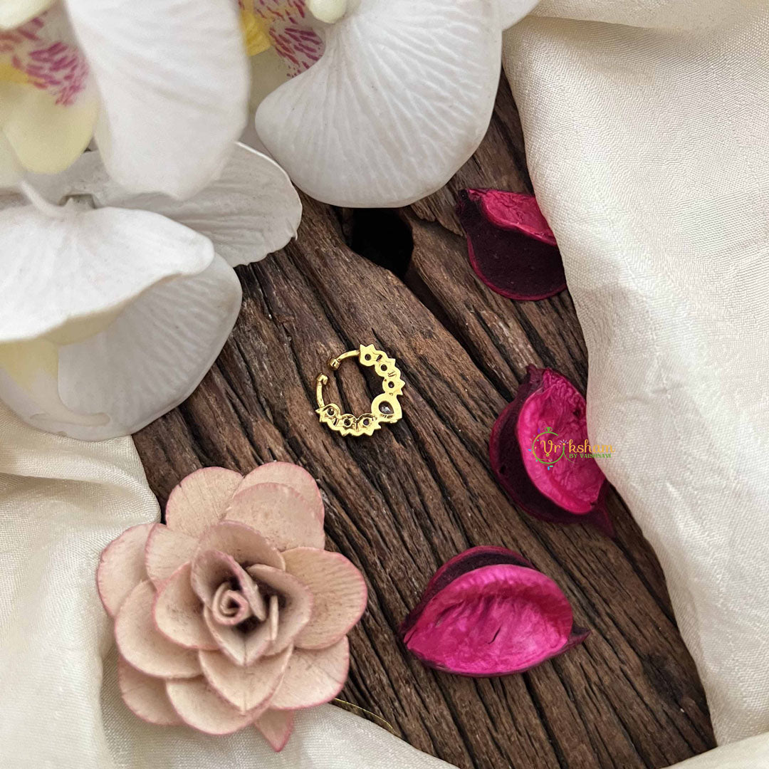 Vriksham Floral Motif Gold-Toned With Red White Septum Ring-G20465