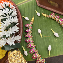 Vriksham Classic Lakshmi Pendant With Manga Design Kundan Jadau Long Neckpiece-Green Bead-J4055