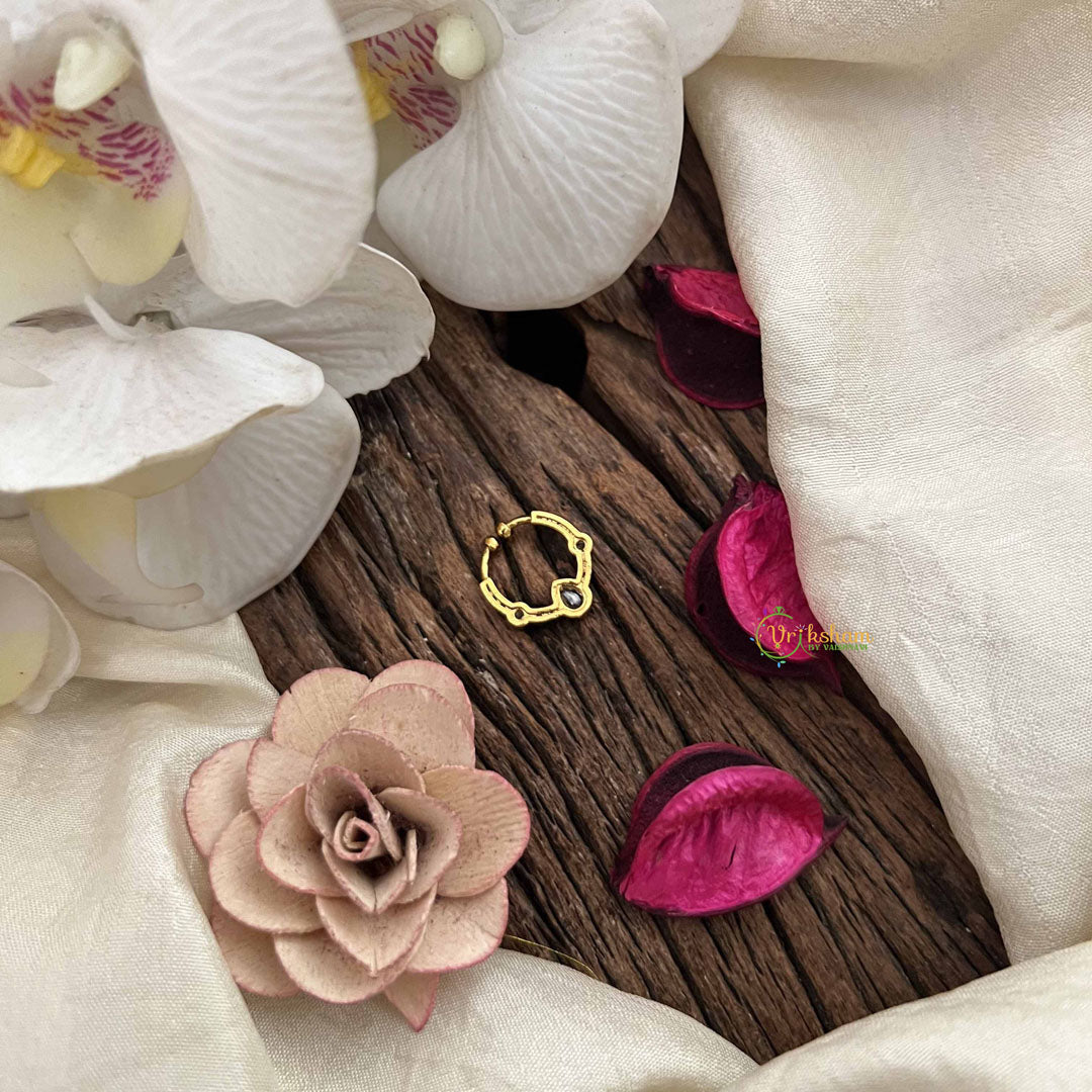 Vriksham Elegant Trio Shape Gold-Toned With White Septum Ring-G20460