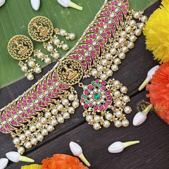 Vrikshamv Half Circle With Lakshmi Neckpiece-Pearls Coted-J4028