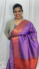 Purple with Magenta Border Laksham Butta Semi Soft Silk Saree-VS4061