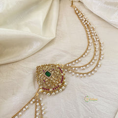 AD Stone Bun Billai with Maatil -Bridal Jada Billai -Pearl Maatil -G10917
