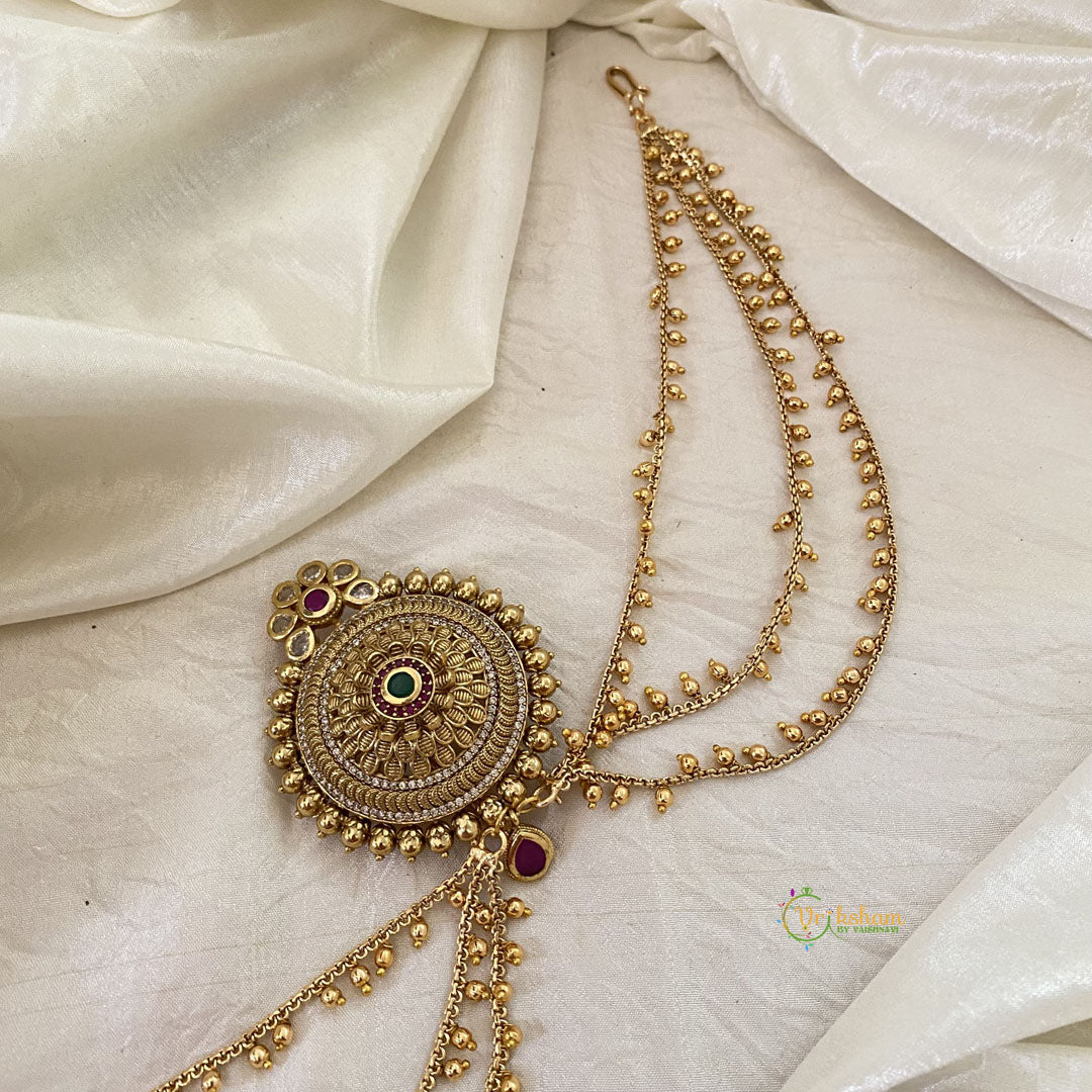 AD Stone Bun Billai with Maatil -Bridal Jada Billai -Ghungroo Maatil -G10907