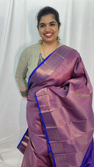 Purple with Green Border Semi Soft Silk Saree-VS4045