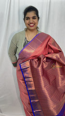 Pink with Lavender Border Semi Soft Silk Saree-VS4043