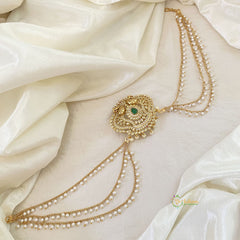 AD Stone Bun Billai with Maatil -Bridal Jada Billai -Pearl Maatil -G10923