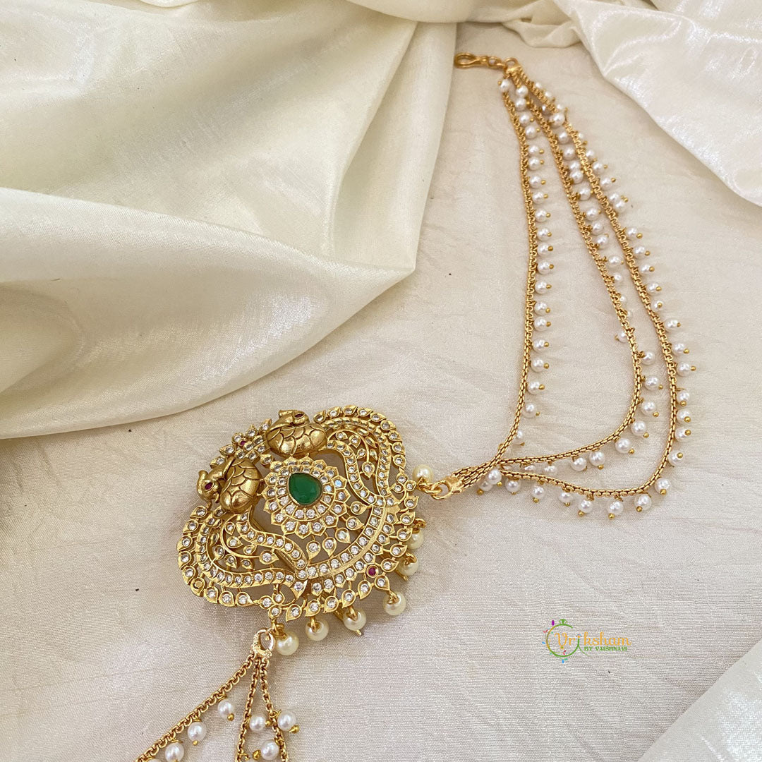 AD Stone Bun Billai with Maatil -Bridal Jada Billai -Pearl Maatil -G10923