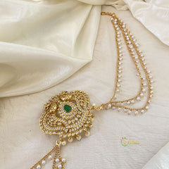 AD Stone Bun Billai with Maatil -Bridal Jada Billai -Pearl Maatil -G10923