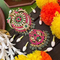 Vriksham Chandbali & Dual peacock Design Kundan Jadau Jad Billai-J4037