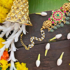 Vrikshamv Minimalist Floral With Peacock Choker-Green Bead-J4029