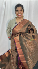 Dark Green with Wine Border Semi Soft Silk Saree-VS4046