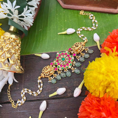 Vrikshamv Minimalist Floral With Peacock Choker-Green Bead-J4029