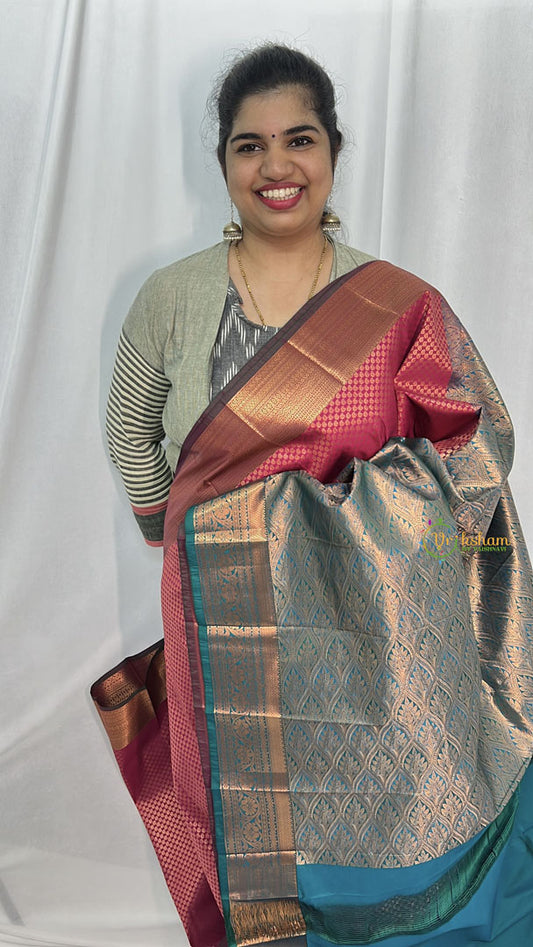 Magenta Semi Soft Silk Saree-VS4047