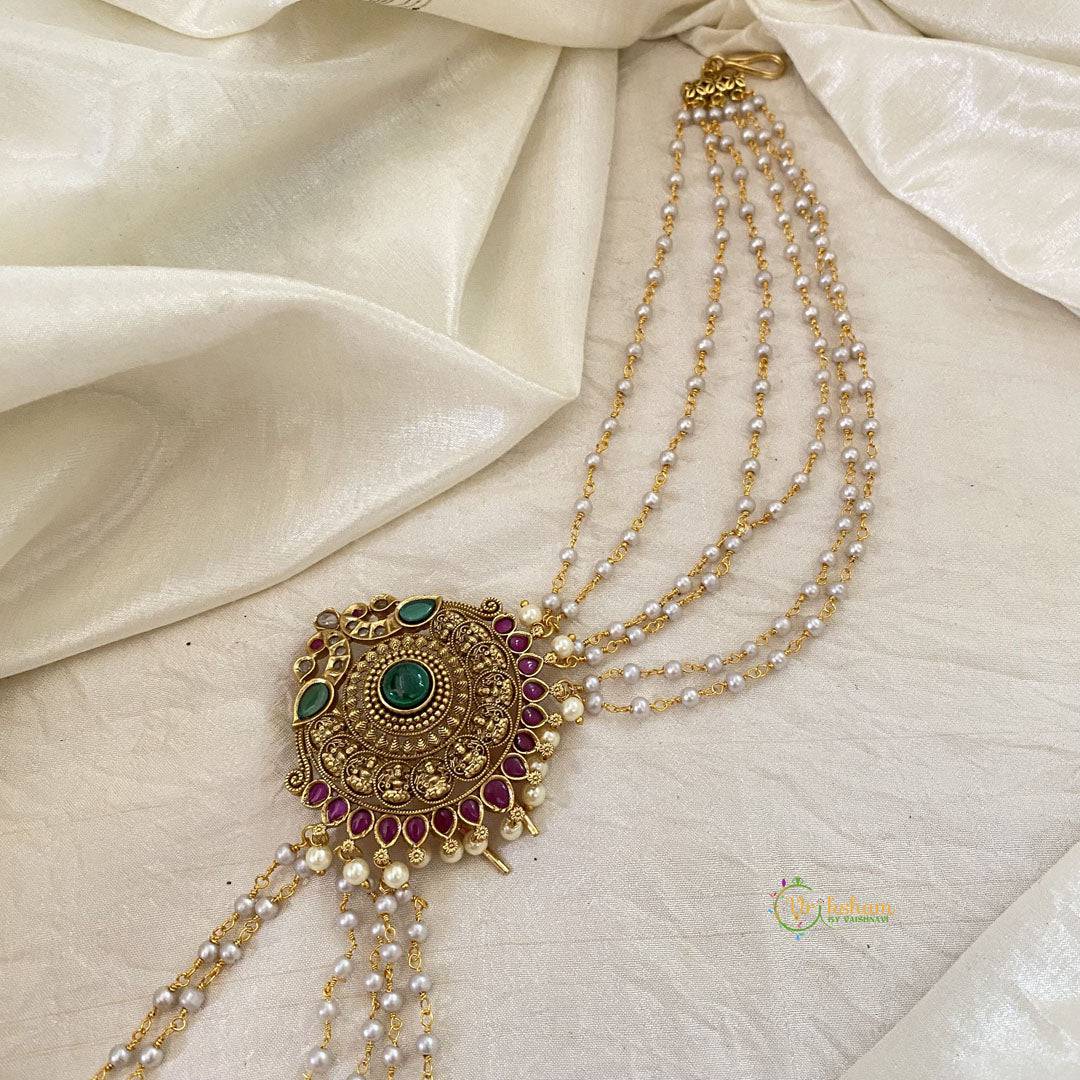 AD Stone Bun Billai with Maatil -Bridal Jada Billai -Pearl Maatil -G10920