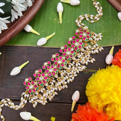 Vrikshamv Bridal Floral 7 Leaf Choker-Rice Pearls-J4030