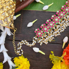 Vrikshamv Bridal Floral 7 Leaf Choker-Rice Pearls-J4030