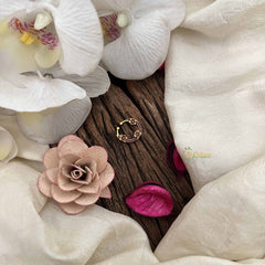 Vriksham Unique Floral Shape Gold-Toned With Red Septum Ring-G20457