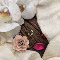 Vriksham Unique Floral Shape Gold-Toned With Red Septum Ring-G20457