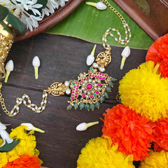 Vrikshamv Unique Style Peacock Kundan Jadau Choker-Rice Pearls Bead-J4031