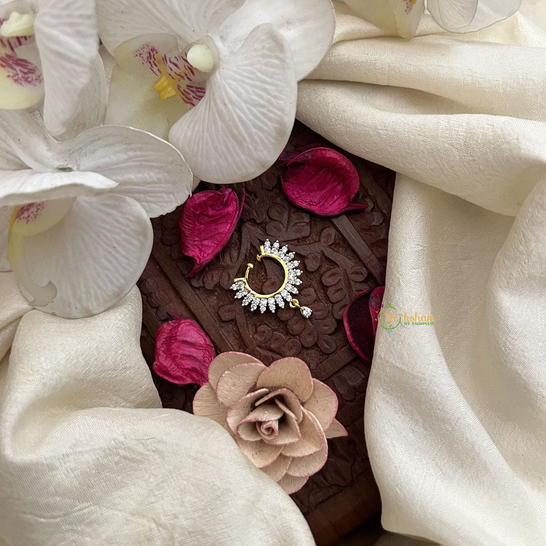 Vriksham Crescent & Drop Design Nose Pin Ad Stone Press Naths/Nose Pin-G19767