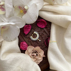 Vriksham Crescent & Drop Design Nose Pin Ad Stone Press Naths/Nose Pin-G19767