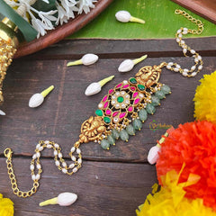 Vriksham Unique  Peacock Design Kundan Jadau Choker-Rice Pearls Bead-J4040