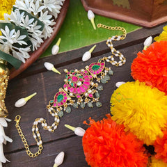 Vriksham Chandbali & Manga Design Kundan Jadau Choker-Rice Pearls Bead-J4041