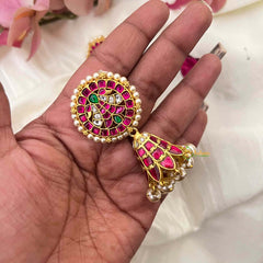 Vriksham Royal Magenta Mandala Green Clusters & Seed Pearls Jhumkas Earrings-J4217