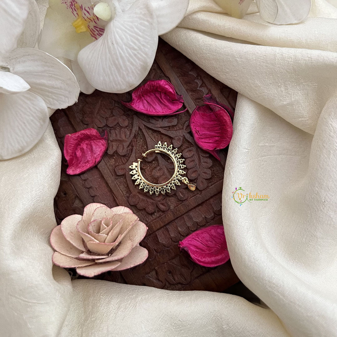 Vriksham Royal Sunburst Nath Nath Press Naths/Nose Pin-Gold-G19757