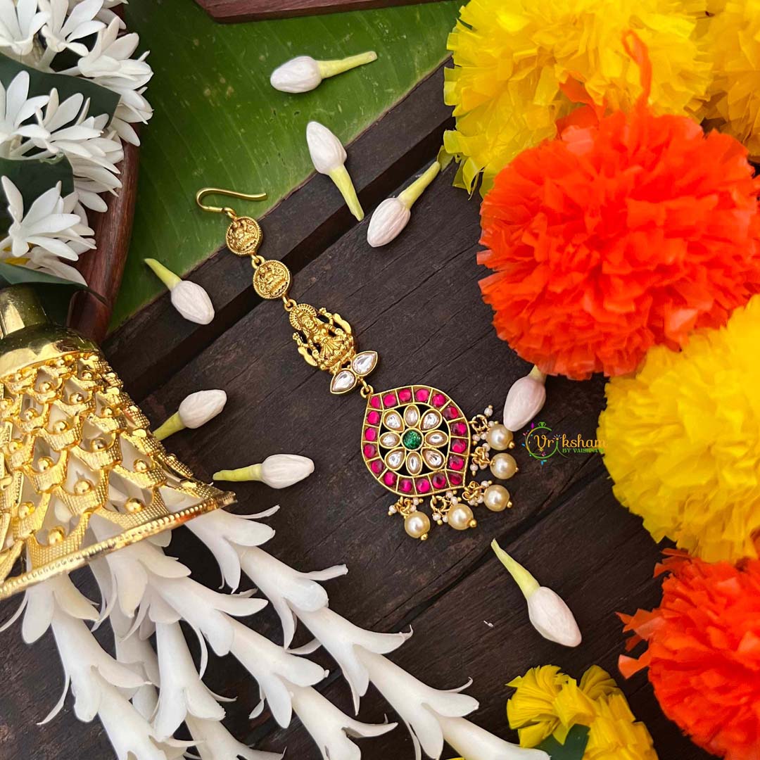 Vriksham Bridal Lakshmi  Floral Design Kundan Jadau Mang Tikka-Pearls-J4043