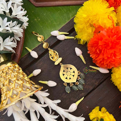 Vriksham Bridal Lakshmi  Floral Design Kundan Jadau Mang Tikka-Green Bead-J4044