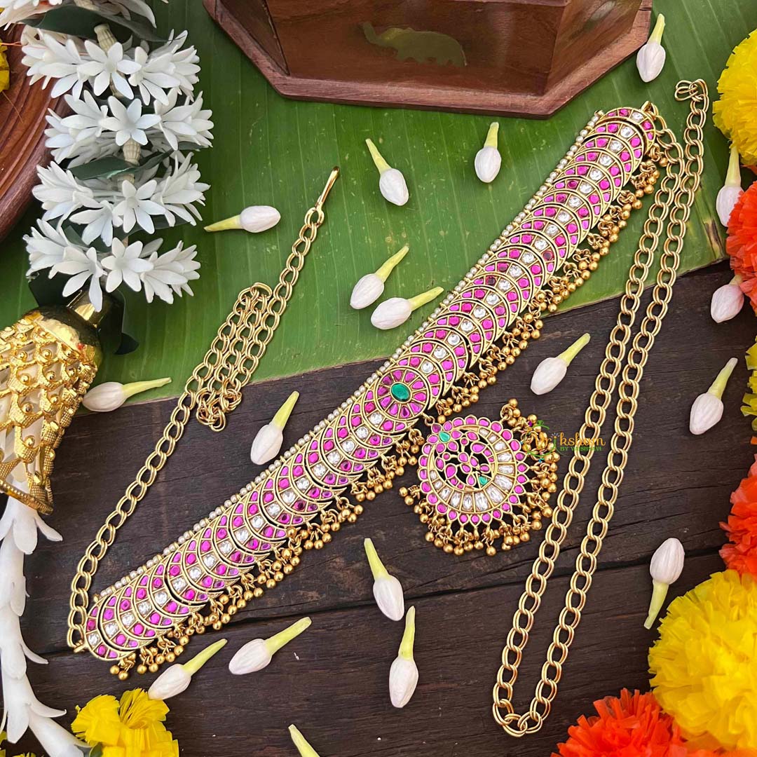 Vriksham Bridal Half Circle Style Design Kundan Jadau  Hipchain-Gold Bead-J4045