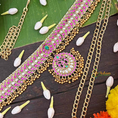 Vriksham Bridal Half Circle Style Design Kundan Jadau  Hipchain-Gold Bead-J4045