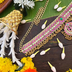 Vriksham Bridal Half Circle Style Design Kundan Jadau  Hipchain-Gold Bead-J4045