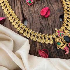 Vriksham Traditional Lakshmi Coin & Peacock Temple Long Neckpiece-J4204