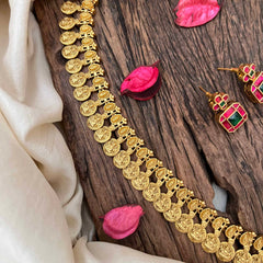 Vriksham Traditional Lakshmi Coin & Peacock Temple Long Neckpiece-J4204