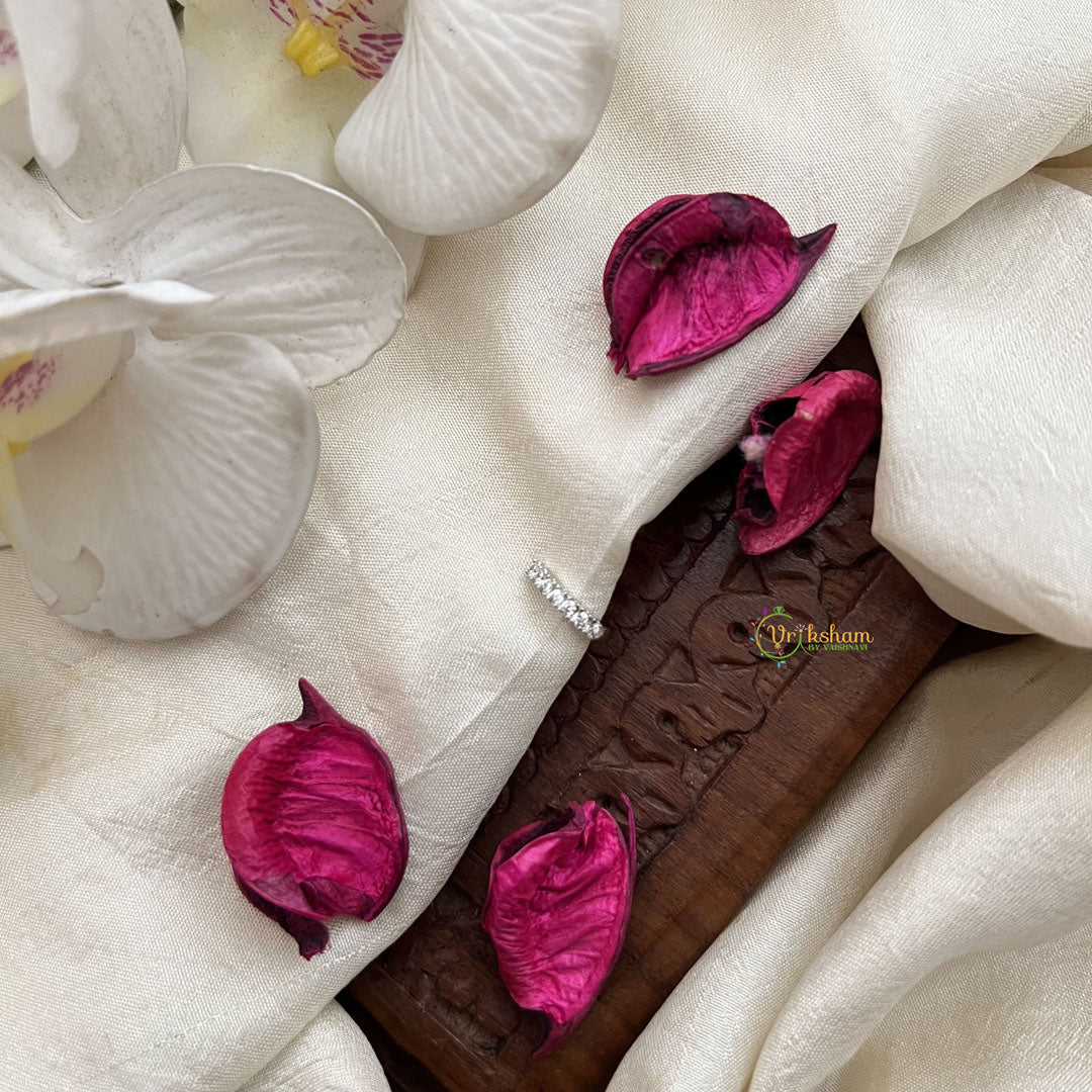 Vriksham Minimal  Stone-Embellished Ethni Press Naths/Nose Pin-Seliver-G19763