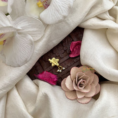 Vriksham Floral Jadau Kundan Nath-Pearls-White Red-J3275