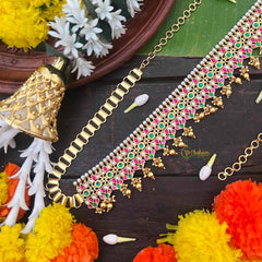 Vriksham Unique Bridal Floral Design Kundan Jadau Guttapusalu Hip chain-Gold Bead-J4047