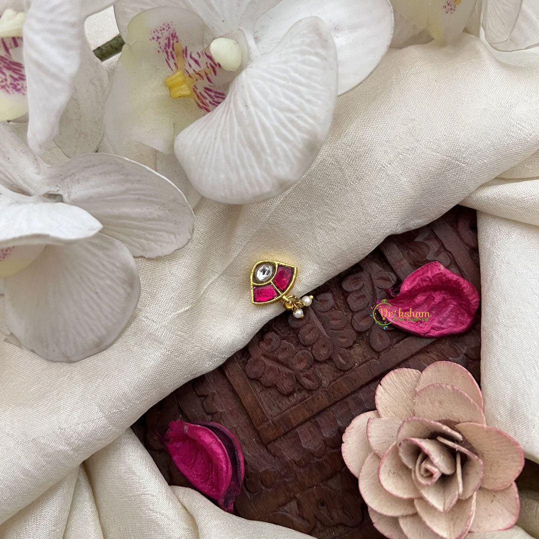 Vriksham Antique Jadau Kundan Nath-Red White-J3271