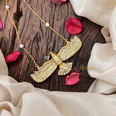 Vriksham Modern GandaBenda Bird Necklace With Delicate Pearl Chain Pendant Necklace-J4209