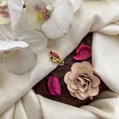 Vriksham Designer Peacock Style Jadau Kundan Nath-Pearls-Red Green-J3277