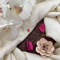 Vriksham Square Shape Jadau Kundan Nath-Red-J3274