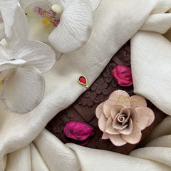 Vriksham Elegant Tear Drop Jadau Kundan Nath-Red-J3262