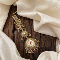 Stylish Floral Maang Tikka-Gold Bead-Pearl-G13503