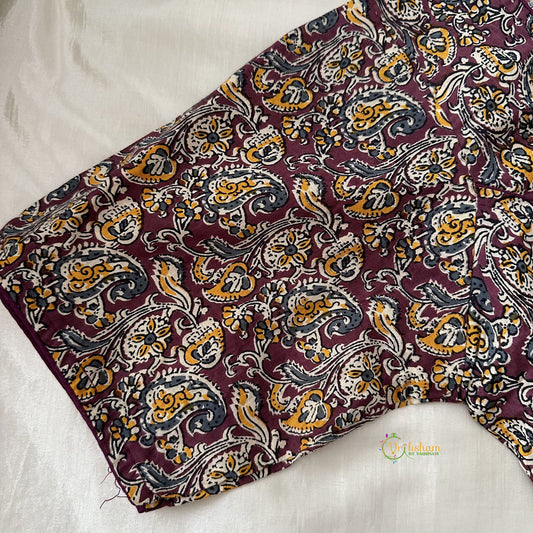 Premium Kalamkari Readymade Blouse -Kalamkari Print -Purple-VS3806