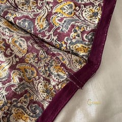 Premium Kalamkari Readymade Blouse -Kalamkari Print -Purple-VS3806