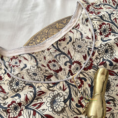 Premium Kalamkari Readymade Blouse -Kalamkari Print -Cream-VS3807