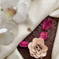 Vriksham Elegant Leaf Motif Red White Stone Press Naths/Nose Pin-G19787