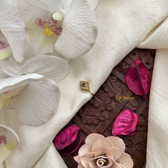 Vriksham Regal Square Nath Red White Gemstone & Pearl Press Naths/Nose Pin-G19772